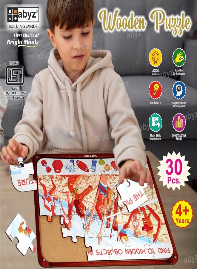 ABYZ Wooden Jigsaw Puzzle - Volleyball Beach for Fun Educational & Little Explorers, 30-Pieces & Pack of 2 Puzzle Game with Multicolor | Birthday Gift for (3-6 Year) Age Kids. - Image 5